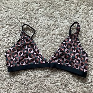 Parade Bralette checkered floral size L triangle bra unlined wirefree adjustable